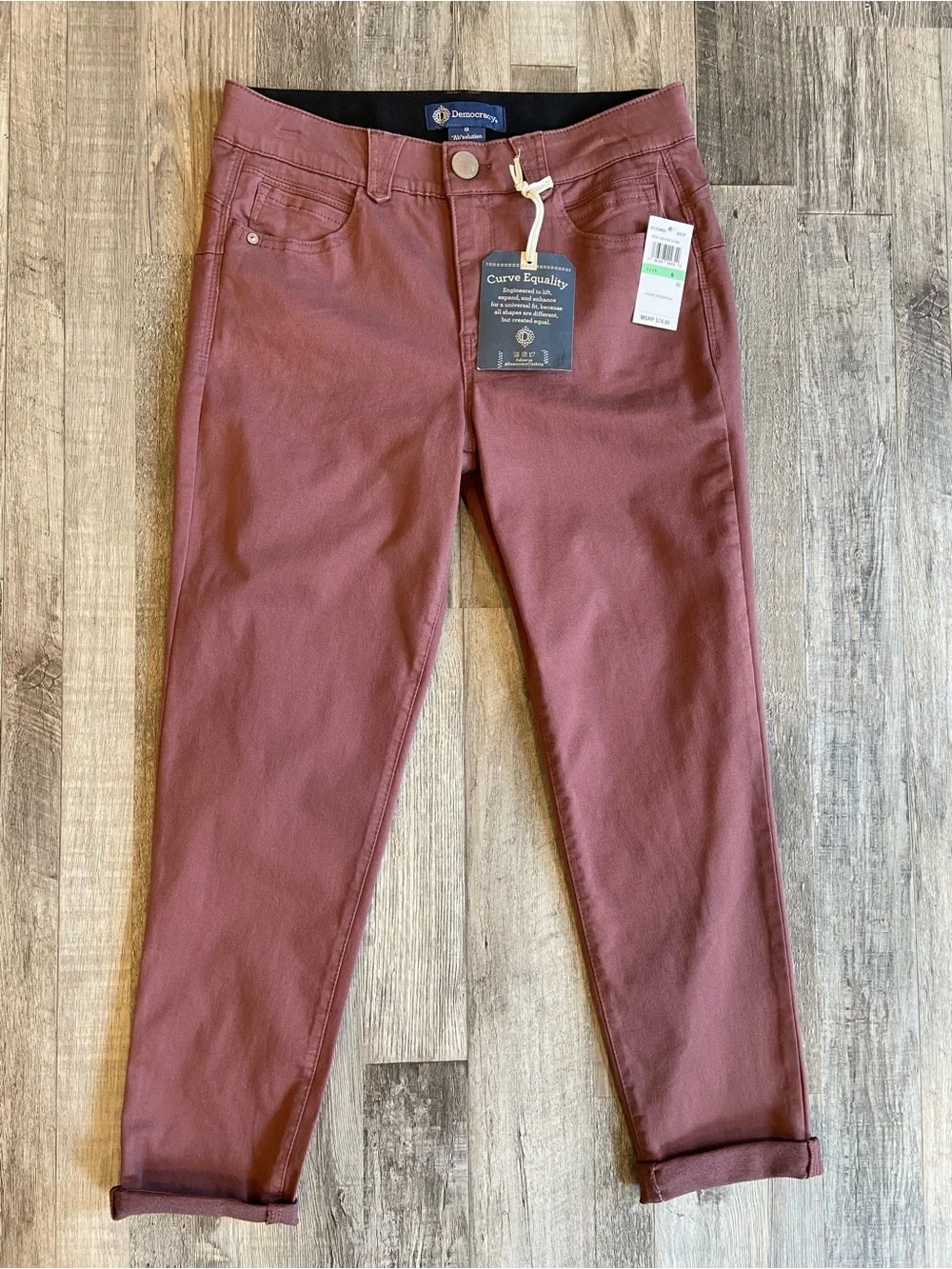 NWT Democracy AbSolution Ankle Skimmer Pants Trousers Mauve Rose Women's Size 8 - Picture 1 of 7